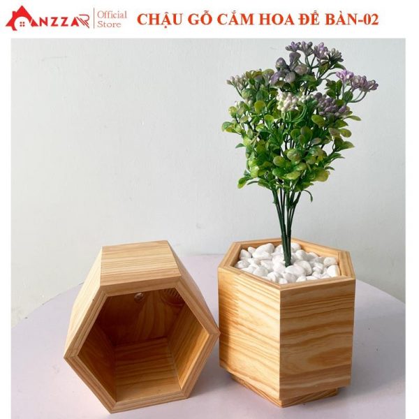 Chậu gỗ cắm hoa để bàn